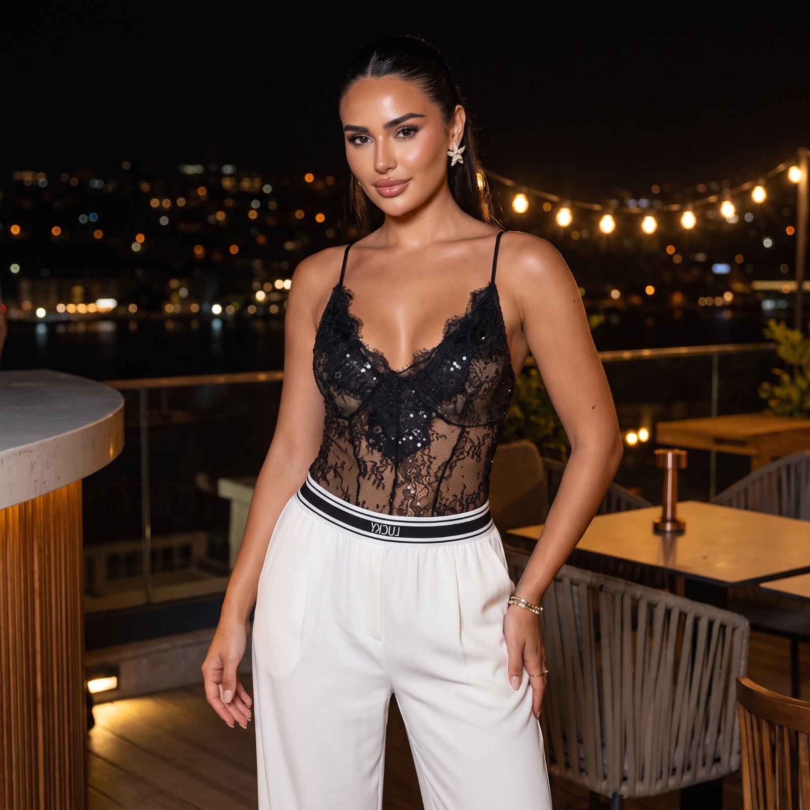 Black lace bodysuit
